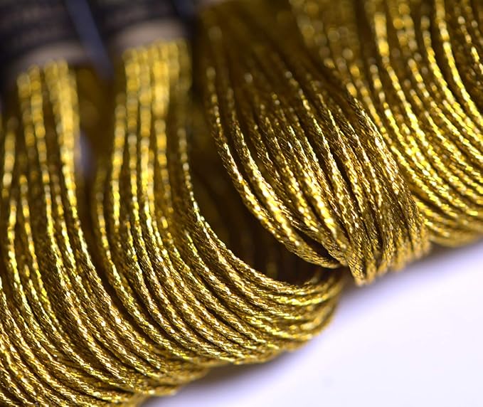 24 Skeins Metallic Embroidery Thread -Cross Stitch Threads - Friendship Bracelets String - Crafts Floss Gold and Sliver