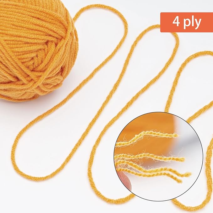 NICEEC 300g Soft Assorted Colors Yarn - Sport Weight,100% Acrylic, 4 Ply, Bonbons Yarn for Crochet & Knit, DIY Project Starter Kit for Kids or Adults(Total 870yds) - Bright Yellow