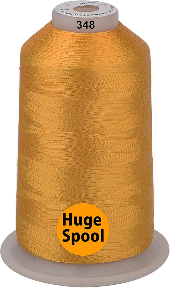 Simthread - 33 Selections - Various Assorted Color Packs of Polyester Embroidery Machine Thread Huge Spool 5500Y for All Sewing Embroidery Machines - Deep Gold