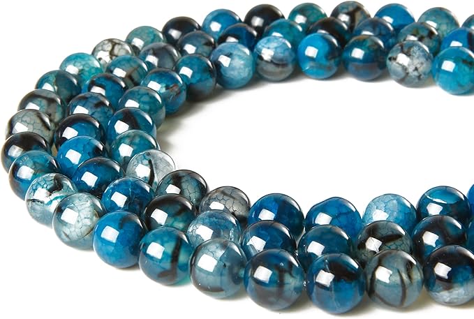 100pcs 6mm blue dragon vein agate beads natural gemstone beads round loose beads for jewelry making