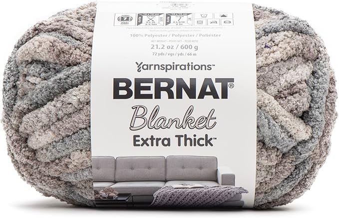 Bernat Blanket Extra Thick Dove Yarn - 1 Pack of 21.12oz/598.74g - 100% Polyester - #7 Jumbo - 72 Yards - Chunky Yarn for Hand Knitting, Crocheting, Crafts & Amigurumi