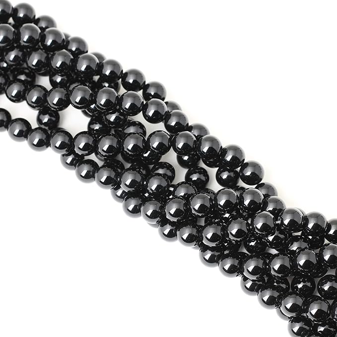 35PCS 10mm Black Smooth Polish Onyx Agate Gemstone Round Loose Beads for Jewelry Making 1 Strand 15"