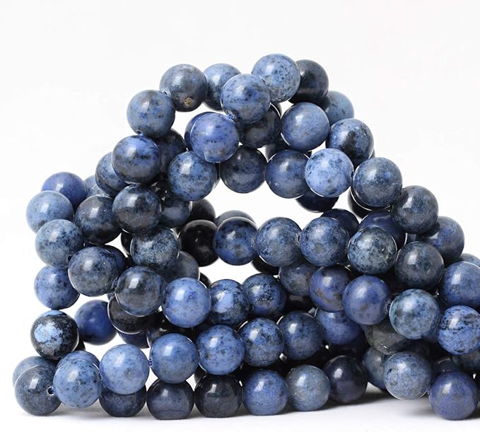 cheavian 35pcs 10mm natural dumortierite gemstone round loose stone beads for jewelry making crafts design 1 strand 15"