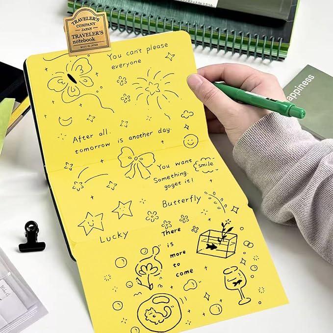 Small Premium Yellow Art Sketchbook,5.7 x 3.54 inches Mixed Media Notebook,34 Sheets 120 GSM Acid-Free Folding Drawing Papers, Hardcover Pocket Journal Sketchbook for All Artists