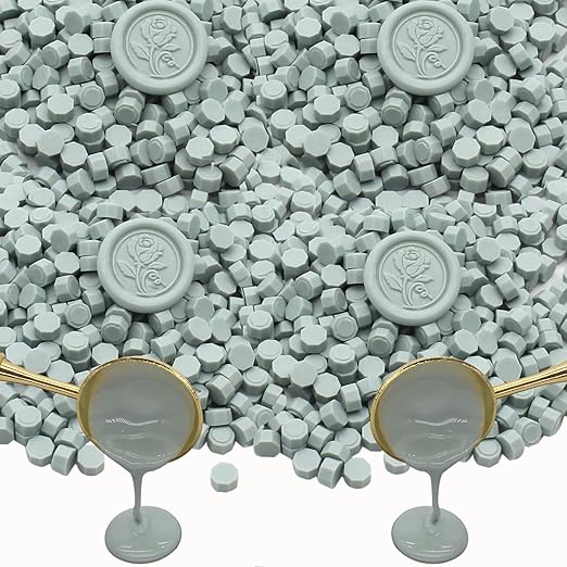 600pcs sage green wax seal beads, andotopee premium sealing wax beads for stamp seals, octagon wax pellets refill pack for wax seal kit, wedding invitation decor, letter envelope seal, diy crafts