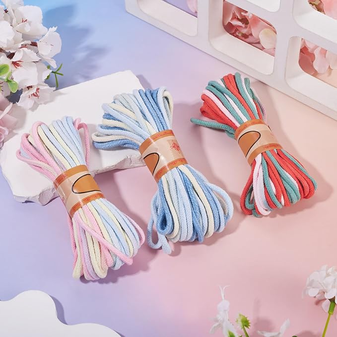 98.46 Feet Colorful 3-3.5mm Macrame Cord Twisted Soft Macrame Rope Segment Dyed Decorative Cord Sewing Twine Craft Thread for DIY Crafts Knitting Plant Hangers Christmas Wedding Decoration