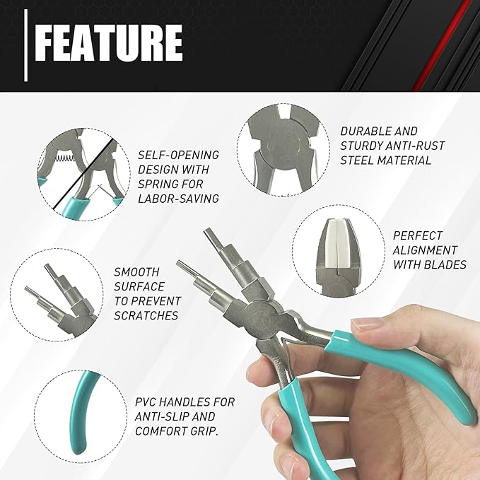 C&T 3-Piece Jewelry Pliers Set, Jewelry Making Tools Kit, Micro Jewelry Plier, Jewelry Making Supplies, Pliers set for jewellery making bead winding and shaping wire DIY Crafts