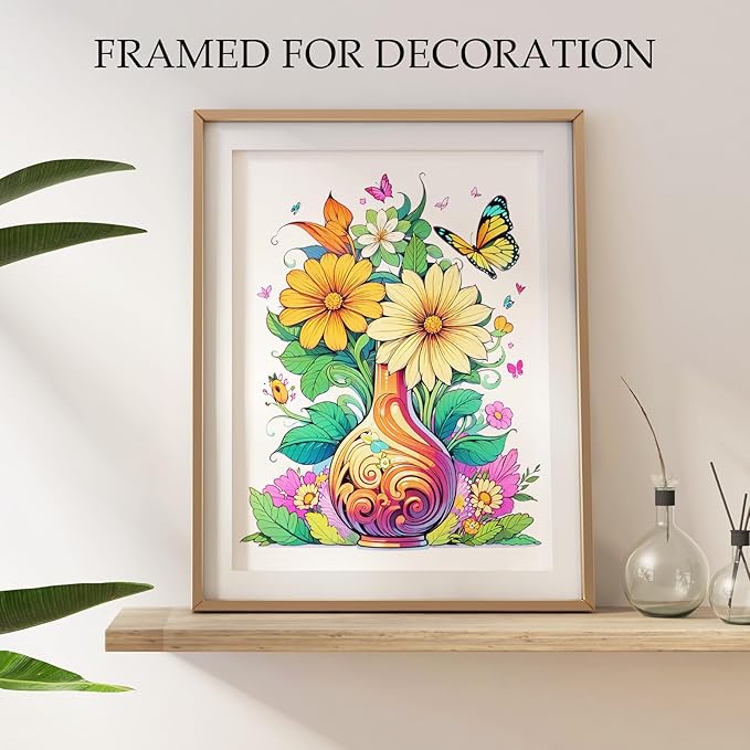 Coloring Book for Adults Relaxation, 24 Pages Adult Coloring Books for Women Stress Relief, Spiral Bound Coloring Books, Relaxing Gift for Women, Single-Sided Print Coloring Book of Joyful Jars