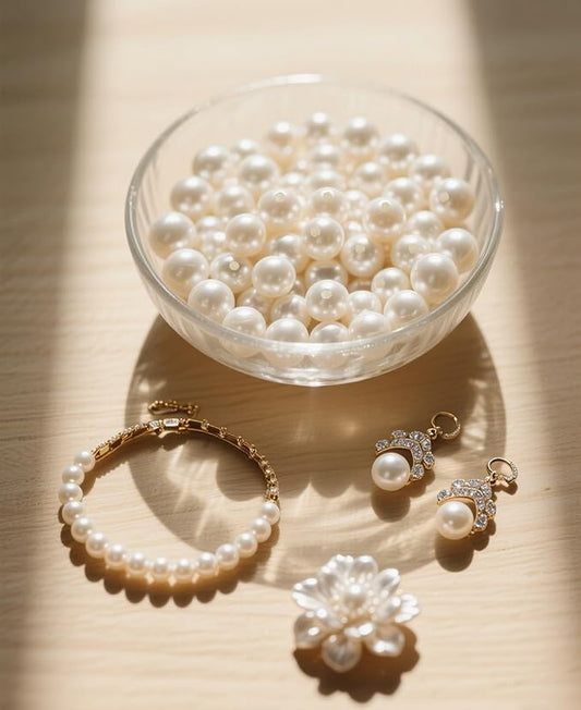 Laopottbeads 350 Pcs Ivory White 10MM Pearl Beads for Jewelry Making Round Pearl DIY Kit for Bracelets, Earrings, Necklaces & Anklets