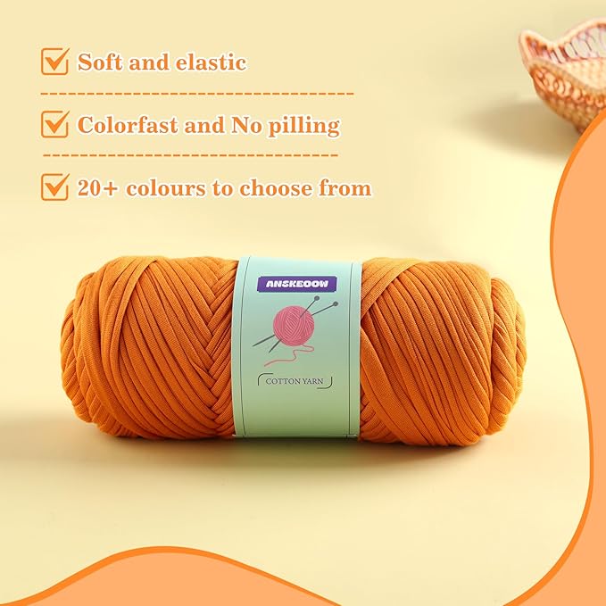 2 Skeins Tshirt Yarn for Crochet,Soft T Shirt Yarn for Crocheting Bag/Basket/Home Decor,Trapillo para Tejer a Crochet Bolsas with 1 Crochet Hook,Each Ribbon Yarn 7oz, 65yd (White+Chicken Yellow)