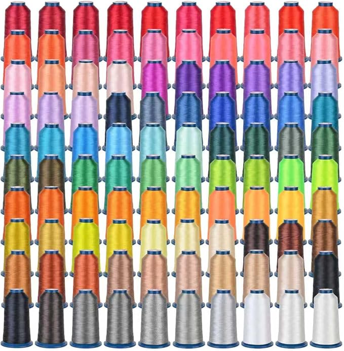 BAi Embroidery Thread Set 100 Brilliant Colors, 40WT (108D/2) High-Tenacity Polyester, 4000M Each Spool Smooth, Fade-Resistant, Professional Thread for Commercial Commercial Embroidery Machines