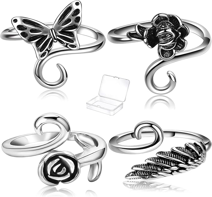 4 Pieces Crochet Ring for Finger Adjustable Yarn Tension Rings for Crocheting Yarn Guide Knitting Rings Crochet Tools
