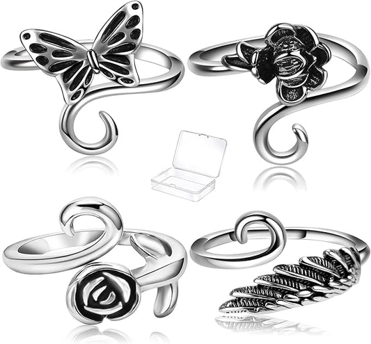 4 Pieces Crochet Ring for Finger Adjustable Yarn Tension Rings for Crocheting Yarn Guide Knitting Rings Crochet Tools