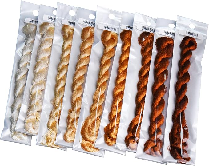 Natural 100% Silk Thread, Handmade Embroidery Thread Silk Floss 9 Colors 110m Each (58)