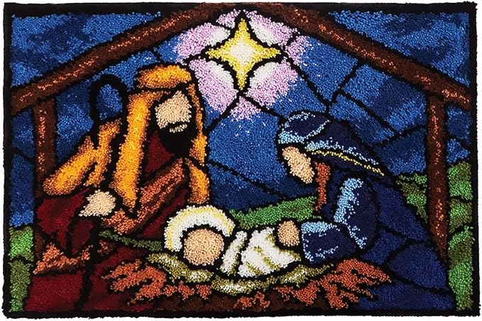 MIAOLLUN Latch Hook Kits Rug, 3D Pattern Printed Canvas Crochet Needlework Crafts Floor DIY Latch Kits for Adults Beginners 20.4" X 15" (52X38cm)