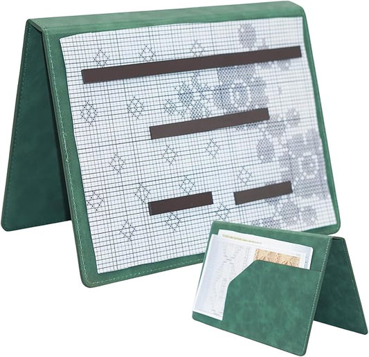 Cowenhey Knitting Pattern Holder with Pocket, Knitting Chart Holder with 4 Replacement Magnets, Holder Foldable Knitting Chart Keeper for Fixed Crochet Pattern on Knitting Pattern (Green)