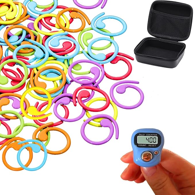 60PCS Metal Stitch Markers,Crochet Knitting Stitch Markers Yarn Row Stitch Counter with Case