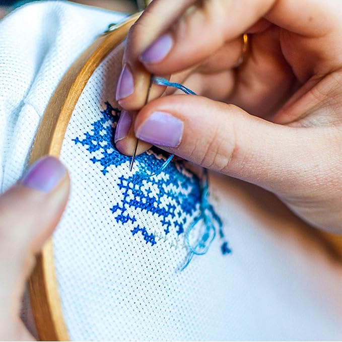 Similane Embroidery Kit 215 Pcs,100 Colors Threads,5 Pcs Embroidery Hoops,3 Pcs Aida Cloth,40 Sewing Pins,Cross Stitch Tools and Embroidery Starter Kit for Adults Beginners