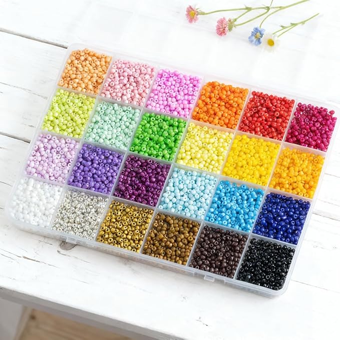 Rainbow Color 3mm Seed Beads, 5200Pcs Glass Seed Beads Kit with Storage Box for DIY Necklace Bracelet Crafts