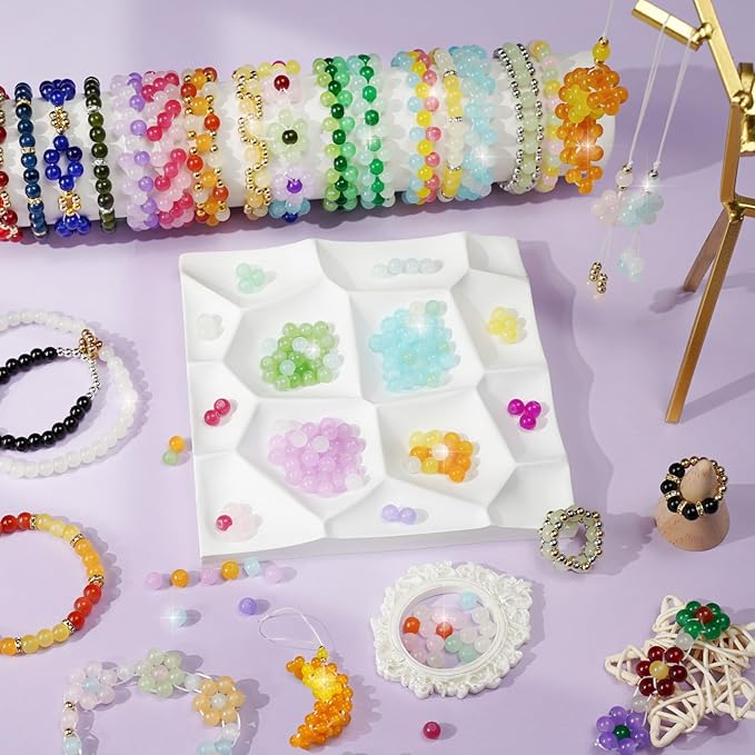 Sunlode Glass Beads for Bracelets 1400pcs Bracelet Making Kit 6mm Glass Bead for Jewelry Making Bracelet Beads 24 Colors Crystal Beads Adult Jewelry Making Supplies Round Glass Beads for Crafts