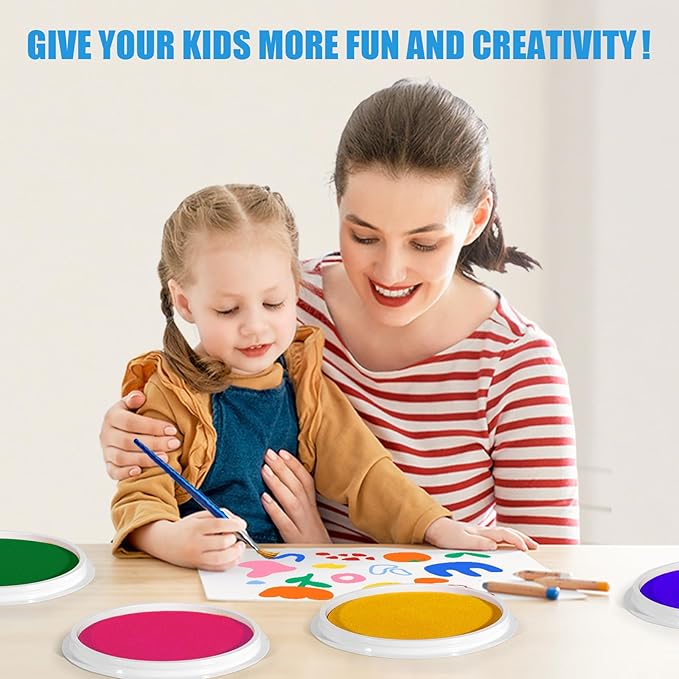 7 Inch Large Ink Pad for Washable | Washable Stamp Pads for Classroom Stamps, Scrapbook Supplies Kit & Fabric Crafts (4 Colors-Pink, Purple, Orange, Sky Blue)