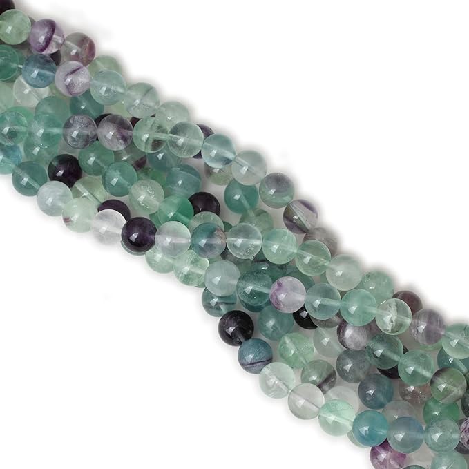 cheavian 35pcs 10mm natural colorful fluorite gemstone round loose beads for jewelry making diy findings 1 strand 15"