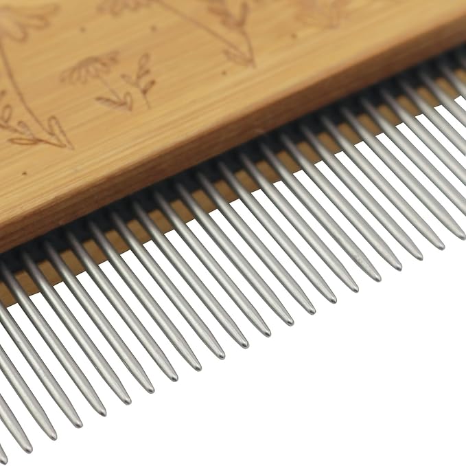 XGNG 3pcs Tapestry Knitting Set Wood Steel Comb Tool Large Eye Needle Afghan Crochet