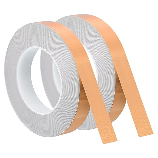 uxcell Metallic Tape, 0.78 in x 164 ft Self Adhesive Metalized Polyester Film Tape Waterproof Washi Tape for Walls Graphic Arts Gifts Wrapping Crafts Decoration, Brushed Rose Gold, 2 Pcs