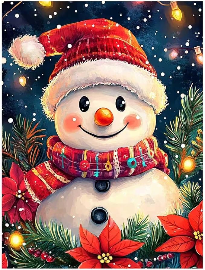 Christmas Paint by Numbers for Adult,Snowman Paint by Numbers Kit for Adults Beginners, DIY Acrylic Painting on Canvas for Home Wall Art Decor 16x20 Inch