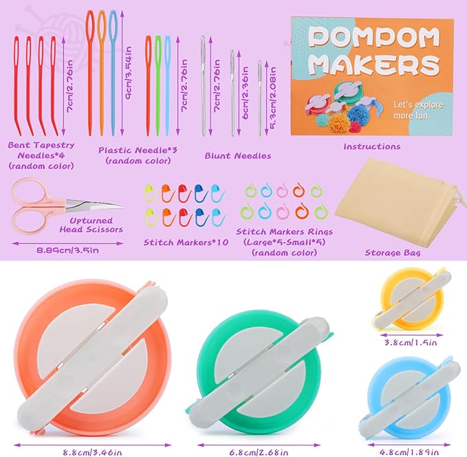 BUTUZE Yarn Ball Winder, Yarn Winder for Crocheting, Stitch Markers Knitting Kit, Pom Pom Maker, Convenient Ball Winder Hand Operated for Yarn, with Easy Installation for Yarn Storage