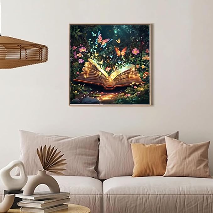 Camocin Diamond Art Kits for Adults Book, 5D Butterfly Diamond Painting Kits for Adults Beginners, DIY Book Full Round Dots Drill Gem Art Kit for Gift Home Wall Decor 14 x 14 Inch