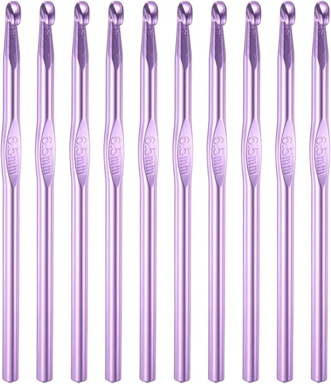 uxcell Aluminum Crochet Hook 6.5mm US Size K (Size 10.5) Knitting Needles for DIY Craft Yarn Purple 10Pcs