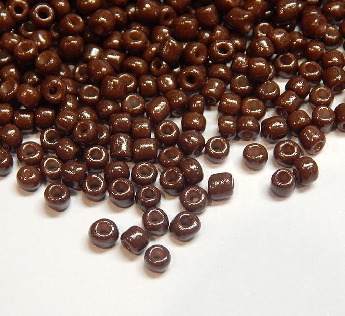 Perlin Glass Seed Beads 2mm 11/0 Round Mini Small Pony Beads 6500pcs for Making Earrings Bracelets Pendants Waist Jewelry DIY Handmade Opaque Color Kit (Brown)