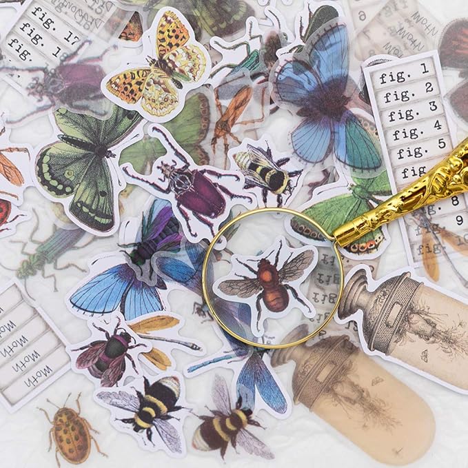 Alideco 80Pcs Vintage Vinyl Scrapbooking Stickers Packs, Funny Aesthetic Kawaii Stickers, for Adult for Girls Journaling Assorted Phone