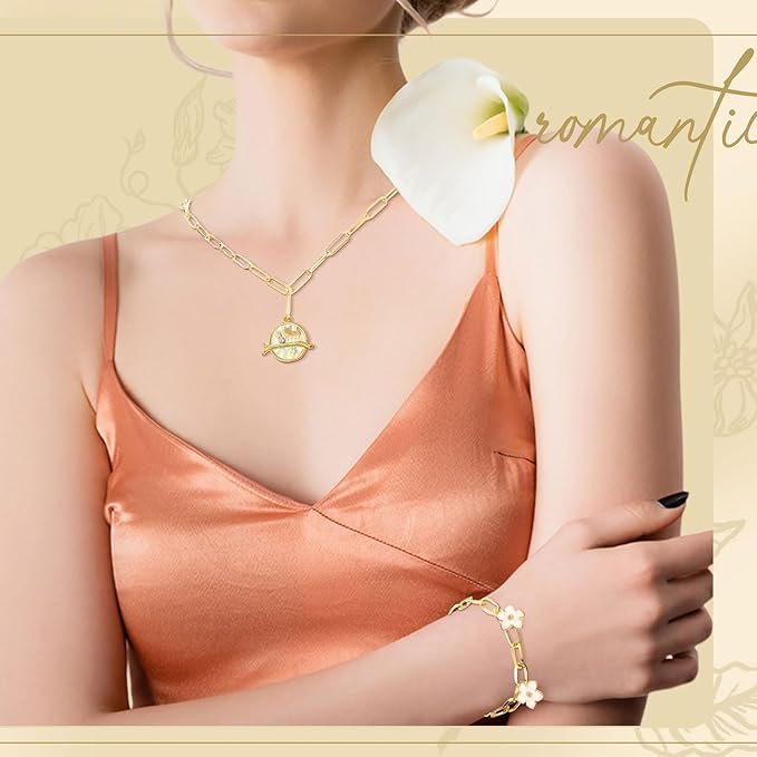 Landical 20 Pcs Charm Necklace Bracelets Making Kit Paperclip Chain Valentines DIY Jewelry Making Supplies Paperclip Link Necklaces with Lobster Clasps for Women Men Bulk Gifts(Gold,20 Inches)