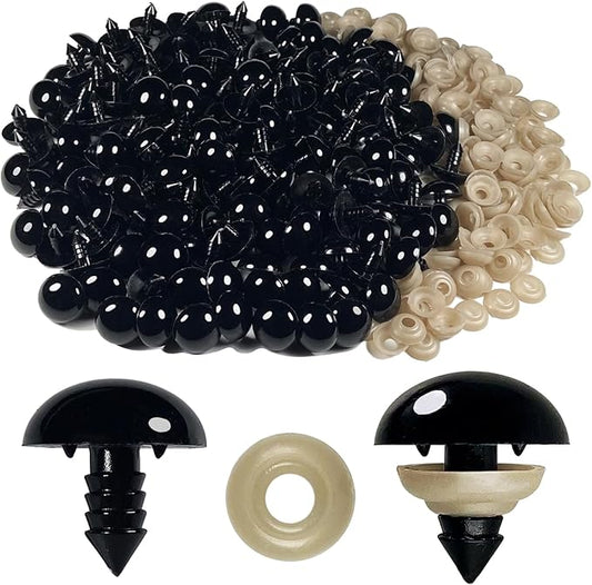 Hukiwow 320Pcs 18mm Safety Eyes and Washers 18 mm Safety Eyes for Crocheting Black Big Crochet Eyes Large Craft Eyes Plastic Eyes for Animals Doll