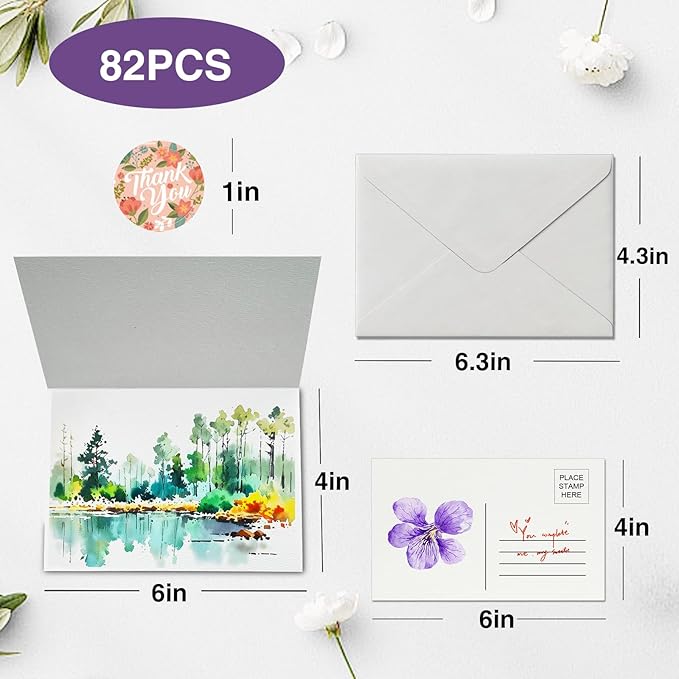 30 Pack Blank Foldable Watercolor Cards with Envelopes 4"x6", 10 Sheets Watercolor Postcards, 140lb/300gsm Heavyweight 100% Cotton Cards for Painting, Greeting, Birthday Valentine