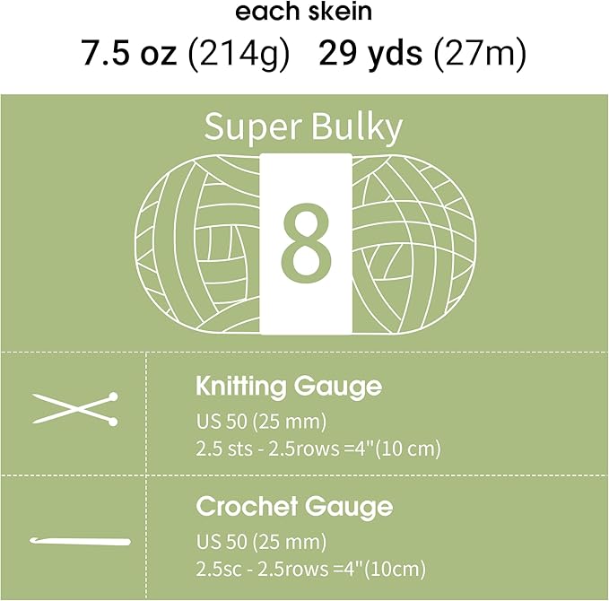 MABOZOO Tie Dye Chunky Yarn for Crocheting & Knitting, 8 Pack - Soft Plush Sage Green Fluffy Jumbo Chenille Yarn,Giant Thick Fuzzy Bulky(29 yds, 8 oz Each Skein)