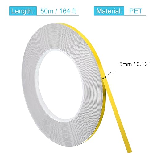uxcell Metallic Tape, 0.19 in x 164 ft Self Adhesive Metalized Polyester Film Tape Waterproof Shiny Washi Tape for Walls Graphic Arts Gifts Wrapping Crafts Decoration, Gloss Gold
