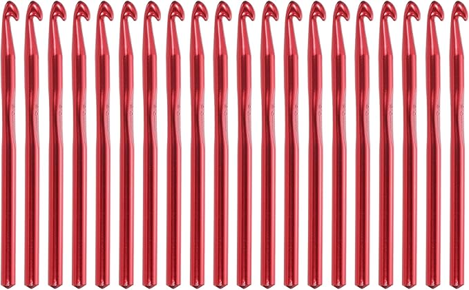 uxcell 20Pcs Aluminum Crochet Hook 8.0mm US Size L (Size 11) Knitting Needles for DIY Craft Yarn Red