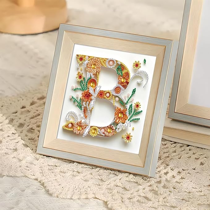 MVVMTOP Diamond Painting Kit, 5D DIY Letter B, Special Shape Crystal Artificial Diamond Art Partial Mosaic Handicraft for Beginners, Wall Decor Gift for Bedroom, Office, Living Room 6.7x6.7in