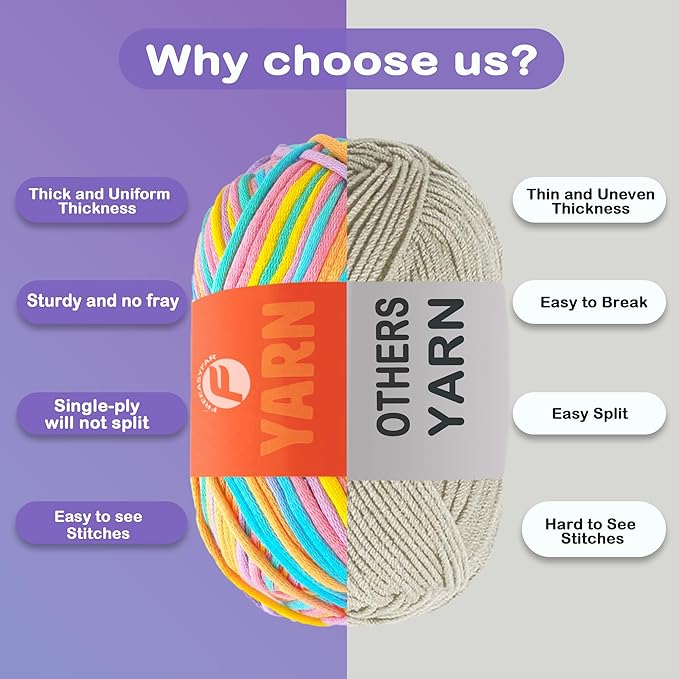 2 x 3.5Oz/120yds Beginner Easy Yarn for Crocheting and Knitting;Worsted-Weight Medium #4;Cotton Blend Yarn for Beginners Amigurumi DIY(Coral+Pink,2 Skein)