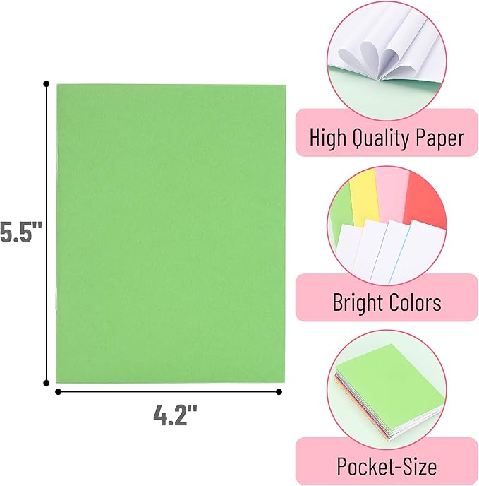 Mr. Pen- Colorful Blank Books, 4.25 x 5.5 Inches, 6 Pack, 32 Pages, Blank Notebooks for Kids, Mini Notebooks for Kids, Mini Journal for Students, Blank Journal for Kids, Unlined Notebook, Kids Journal
