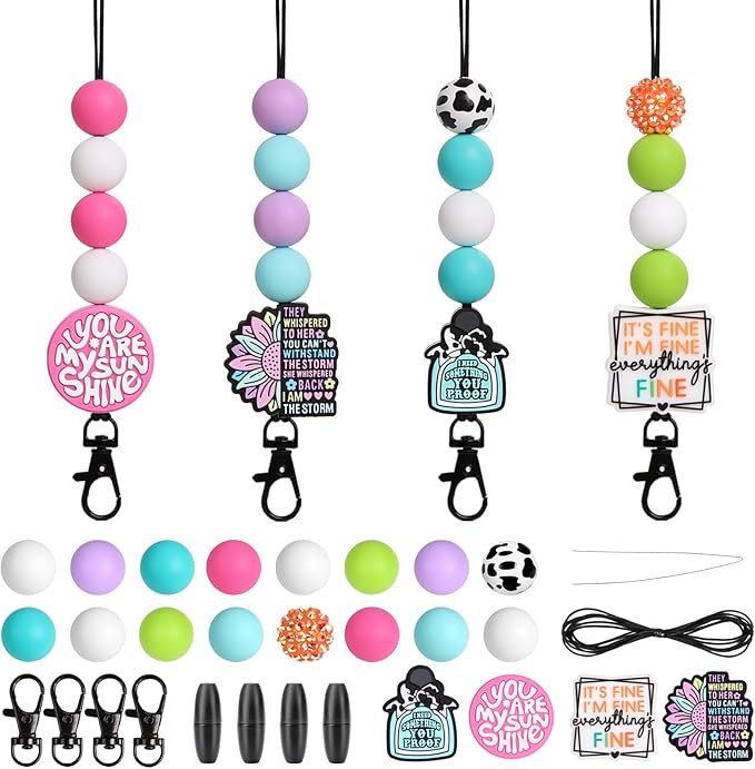 MUBYOK F03 Funny Quote Car Freshie Hangers Making Kit DIY Silicone Beads Hanging Charms Accessories Supplies