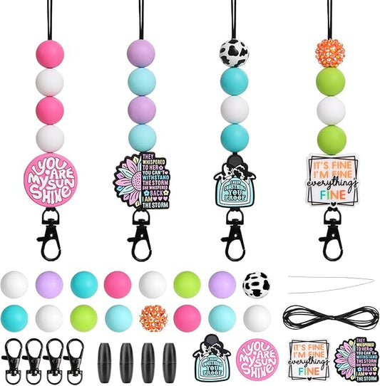 MUBYOK F03 Funny Quote Car Freshie Hangers Making Kit DIY Silicone Beads Hanging Charms Accessories Supplies