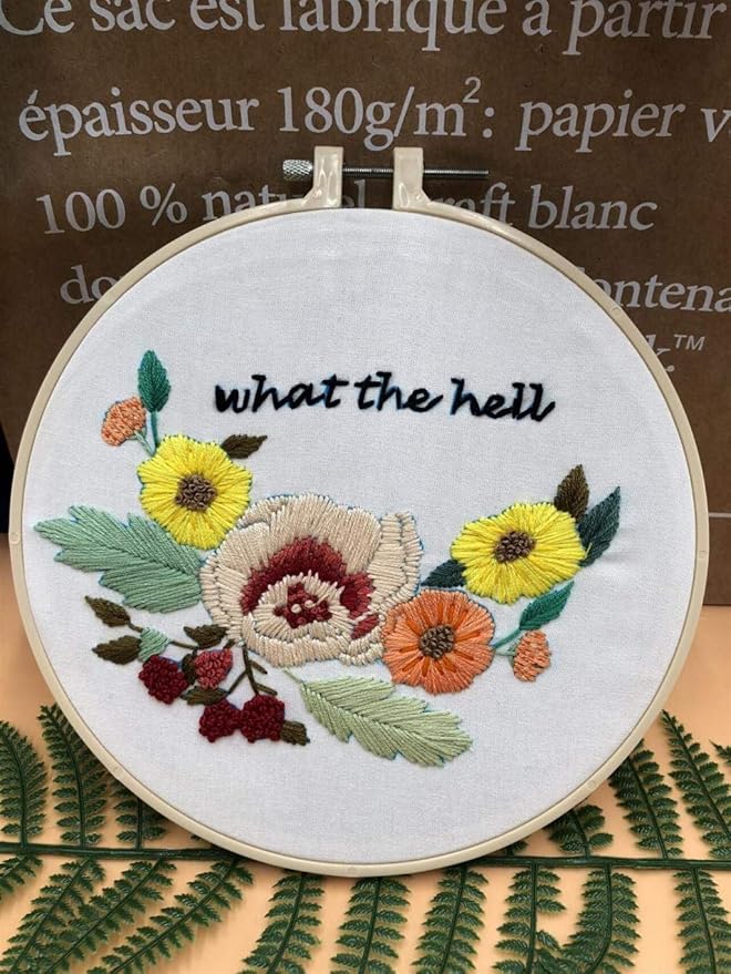 Louise Maelys Flower Embroidery Kits for Beginner Hand Starter Kit with Sayings Stamped Cross Stitch Needlepoint for Adults