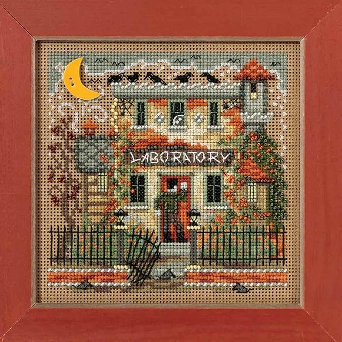 Haunted Laboratory Beaded Counted Halloween Cross Stitch Kit Mill Hill MH141623 Buttons & Beads 2016 Autumn