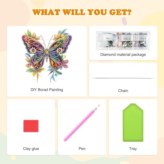 HEIBAGO Butterfly Hanging Diamond Art Kits for Adults, Special Shaped Crystal Diamond Painting Ornament Kit, DIY Double-Sided Pattern Window Pendant Gem Art Kit for Home Wall Decor 8.3x8.3inch