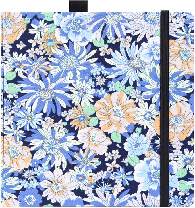 Mifuner Square 8.2x 8.2 165gsm Colored pencil paint Journal Hardbound 128pgs（64 Sheets Front Back Cold Pressed） Travel for Colored Pencil Sketch Doodles Handmade Cloth Cover Notebook Chrysanthemum