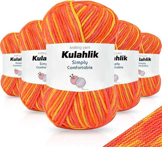 250g(5x50g) Acrylic Yarn for Crochet/Knitting, Colorful Gradient Yarn Thread, 5 Rolls Skeins, Perfect for Any Knitting Crochet and Crafts Mini Project